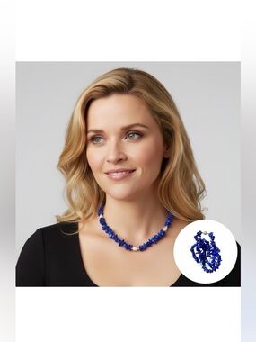 14k Yellow Gold 17” Lapis Lazuli and Pearl Vintage Necklace